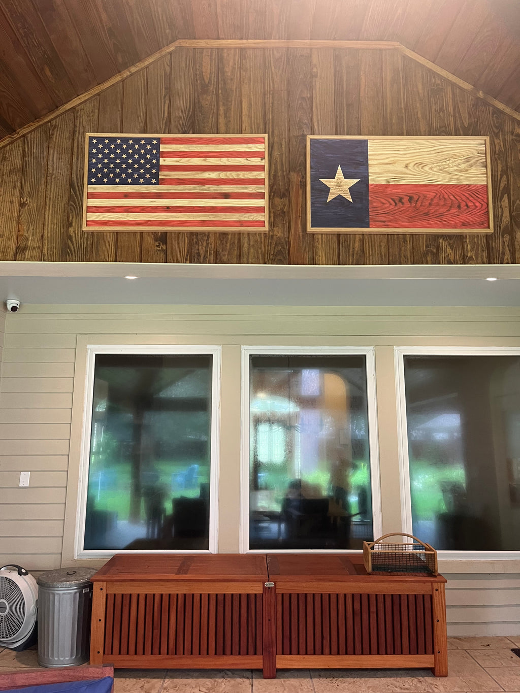 Handcrafted American & Texas Flag Set