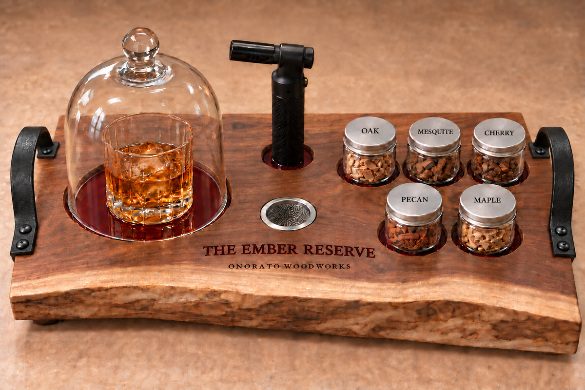 The Ember Reserve — Live-Edge Walnut Whiskey Smoker Set
