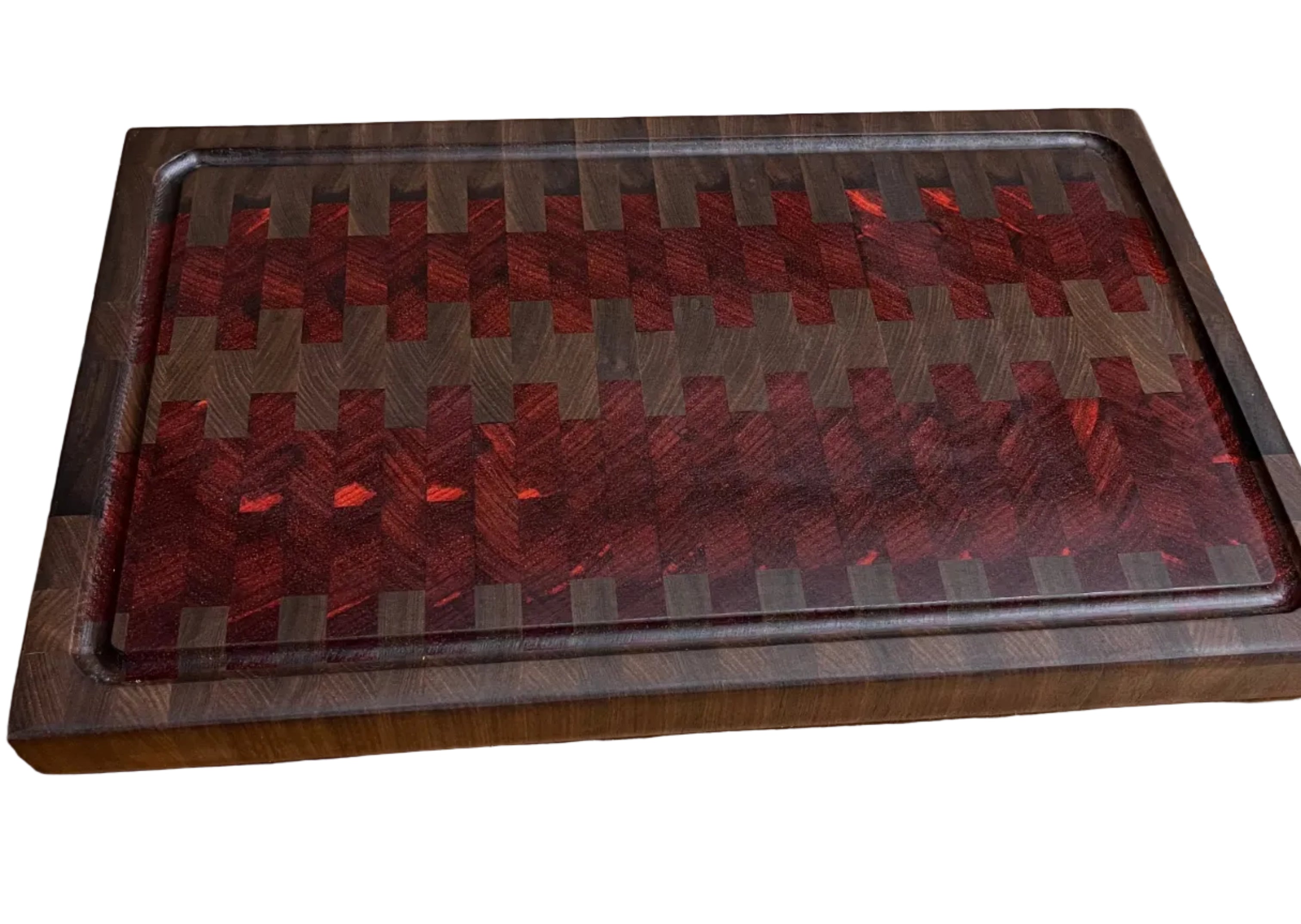 Handcrafted Black Walnut & Padauk End Grain Cutting Board - Large
