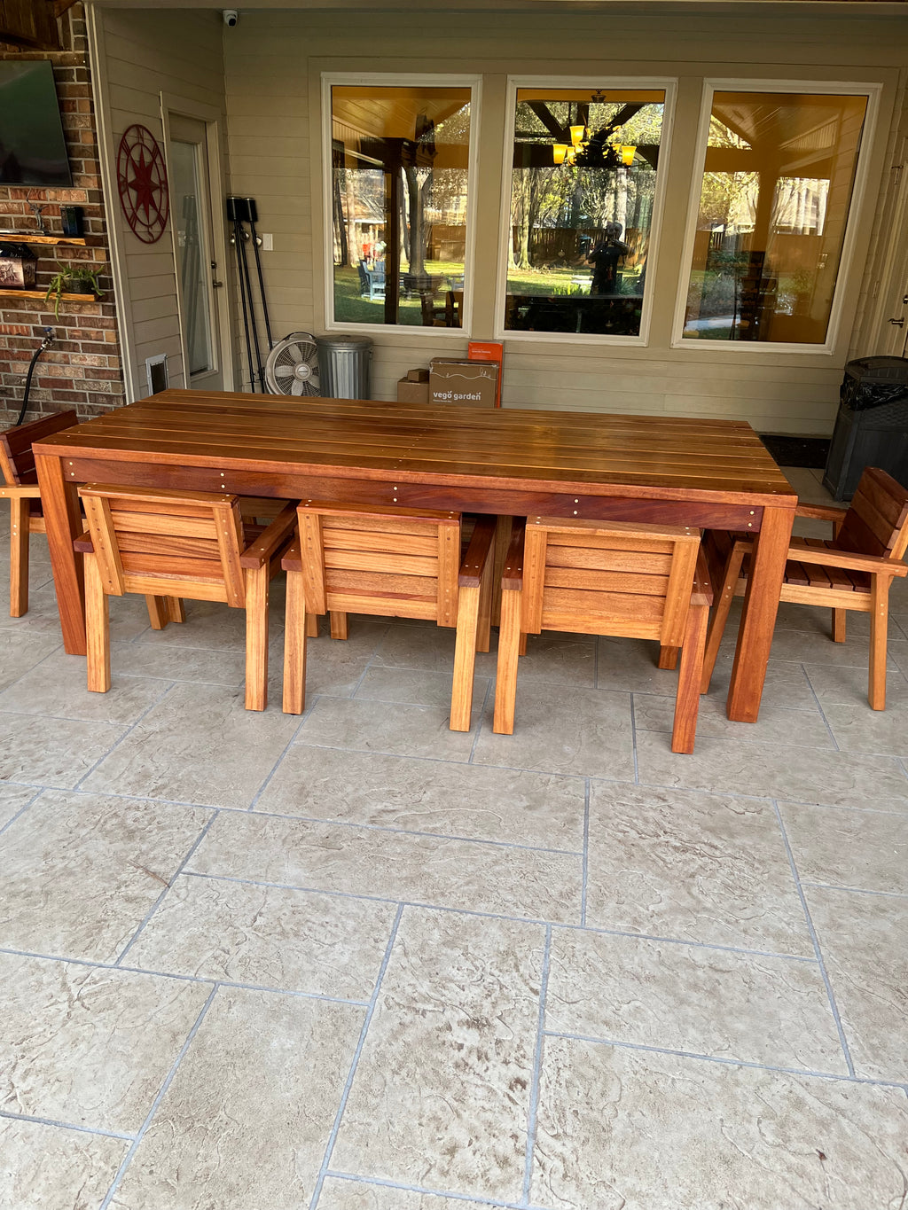 Handcrafted African Mahogany Outdoor Dining Set