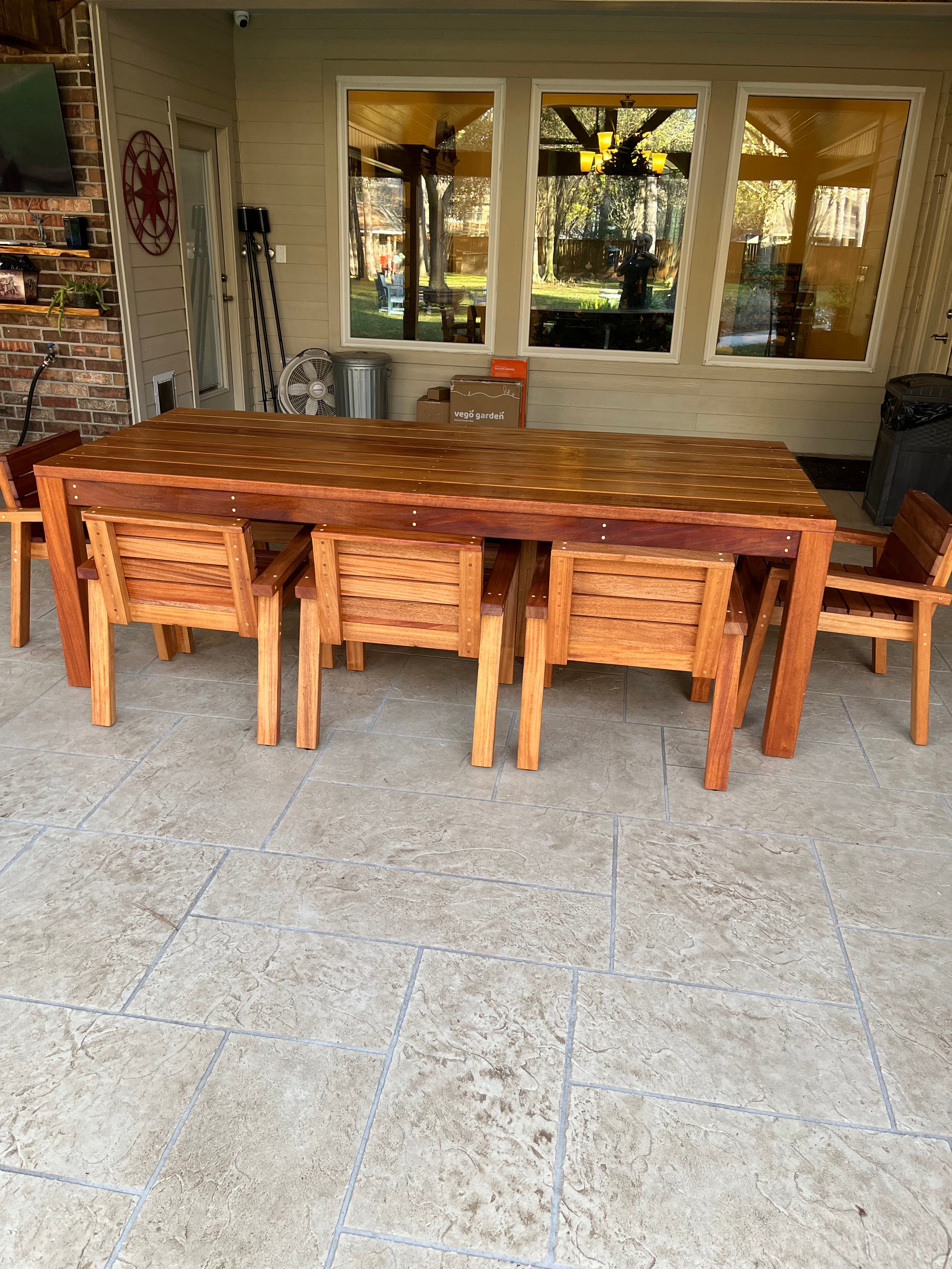 Handcrafted African Mahogany Outdoor Dining Set
