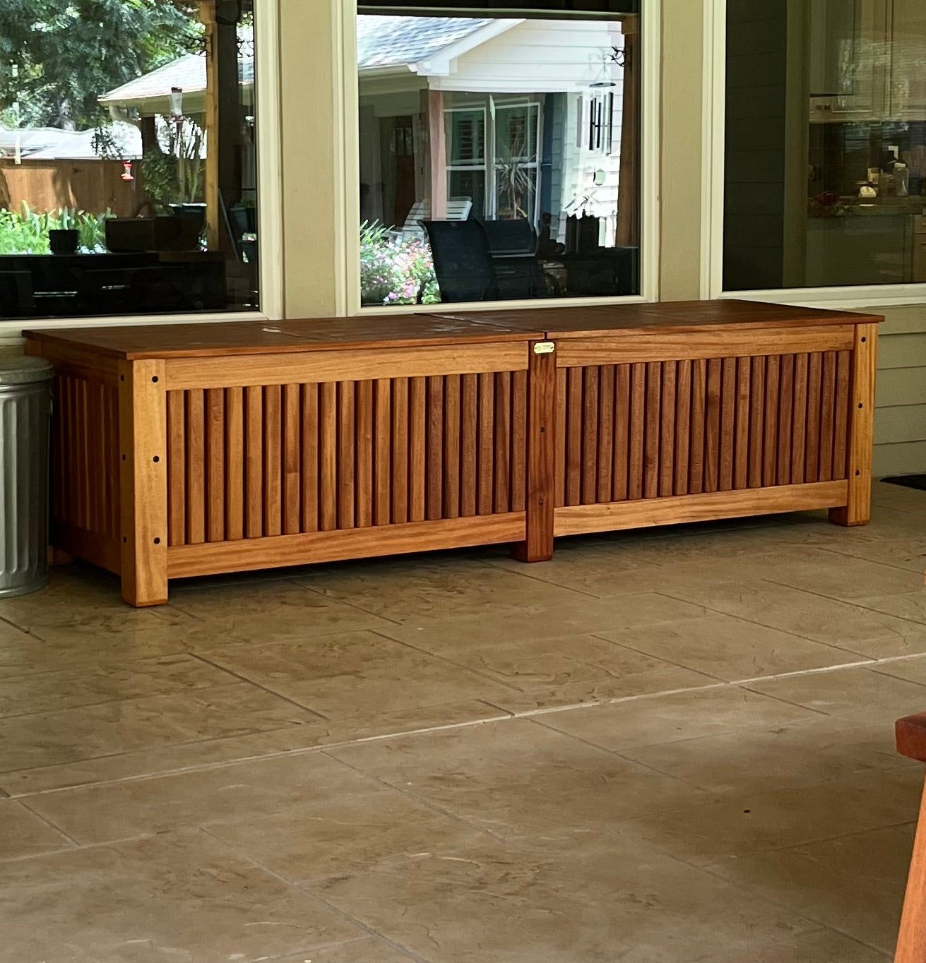 Handcrafted African Mahogany Outdoor Storage Chest