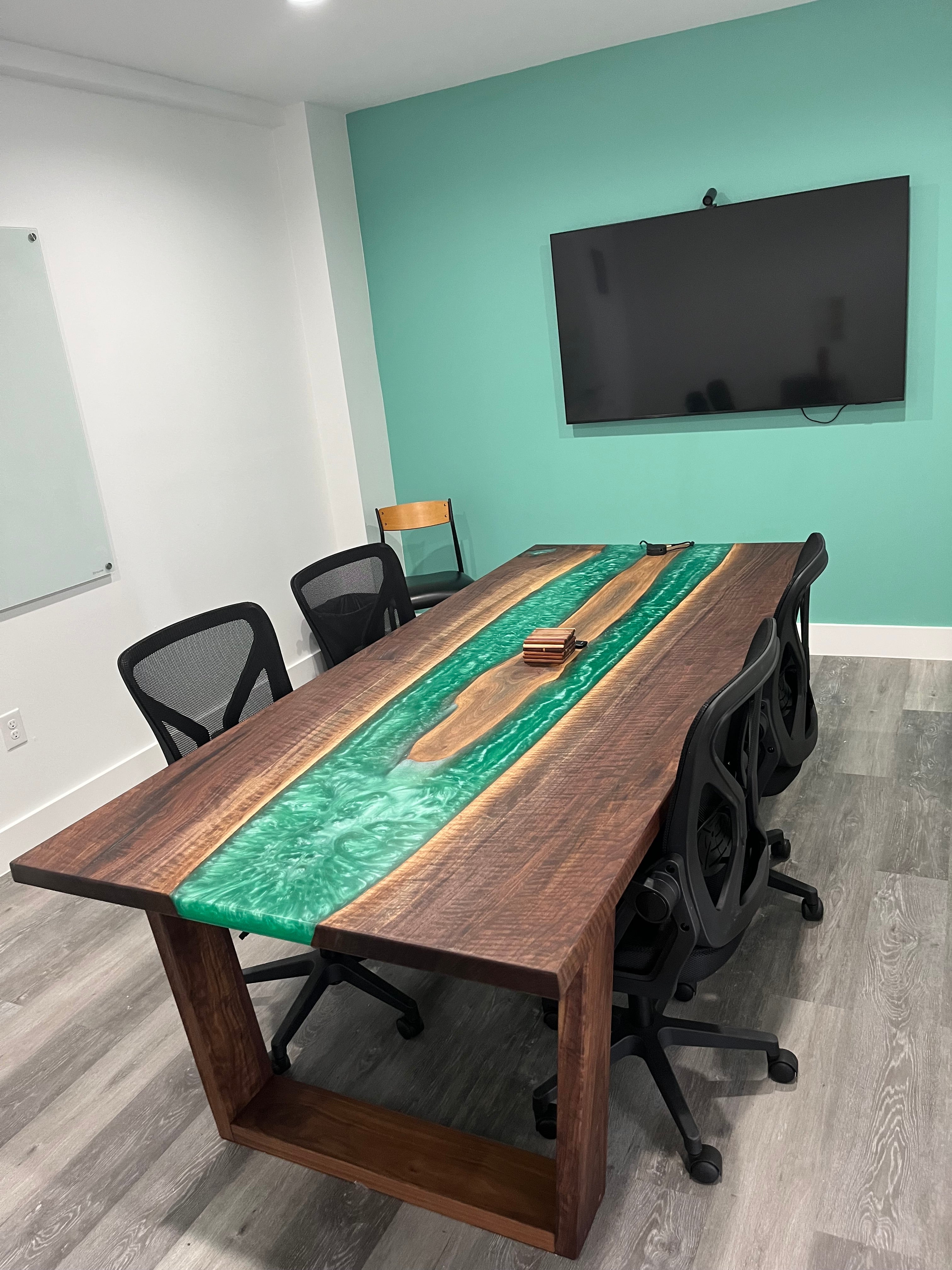 Custom Walnut Live Edge & Epoxy Conference Table