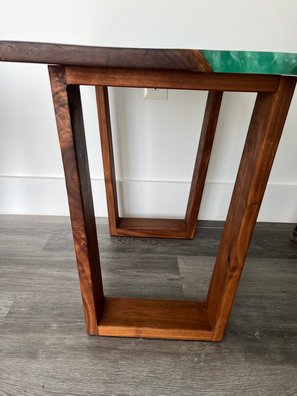 Custom Build Side Table, Black walnut live edge slab with Epoxy