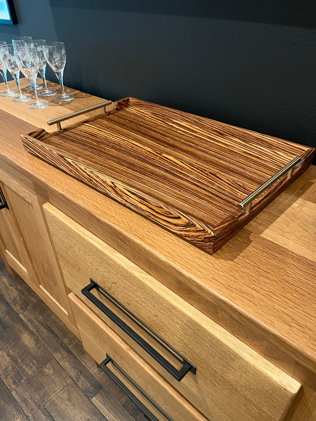Handcrafted Zebrawood Serving Tray