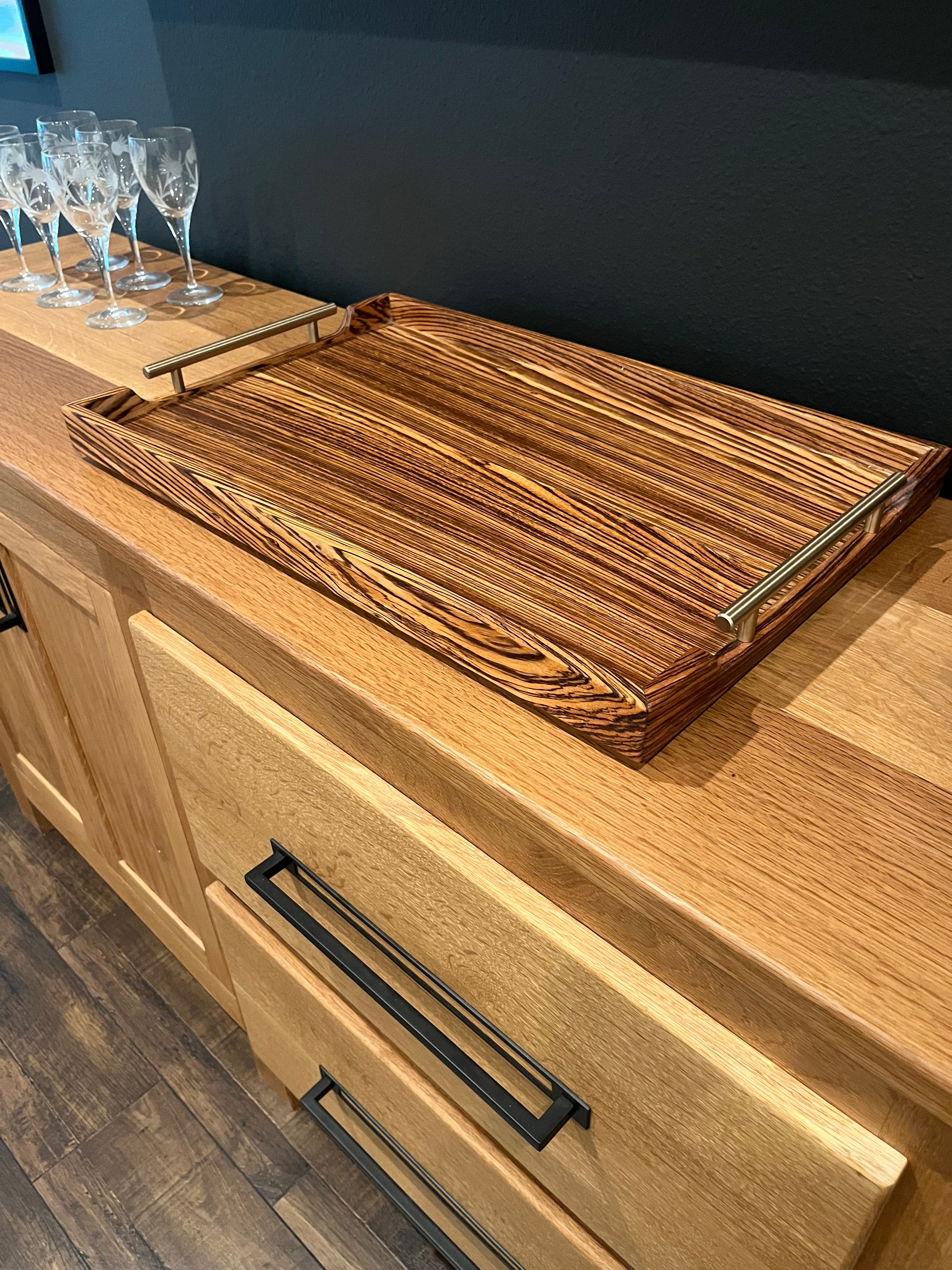 Handcrafted Zebrawood Serving Tray