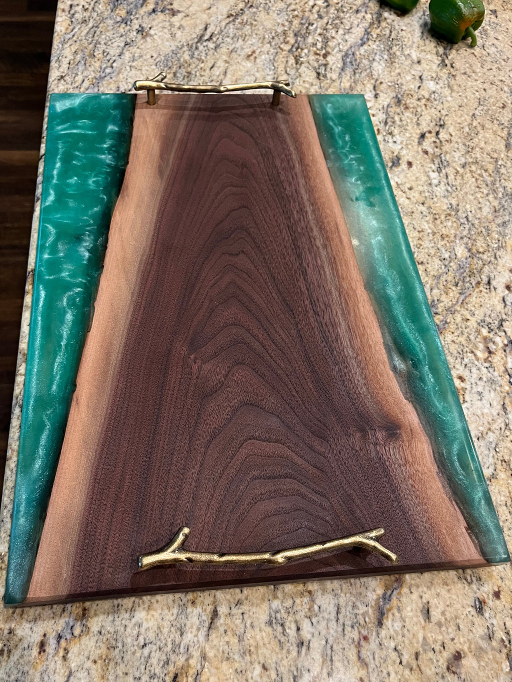 Handcrafted Black Walnut and Epoxy Serving Tray