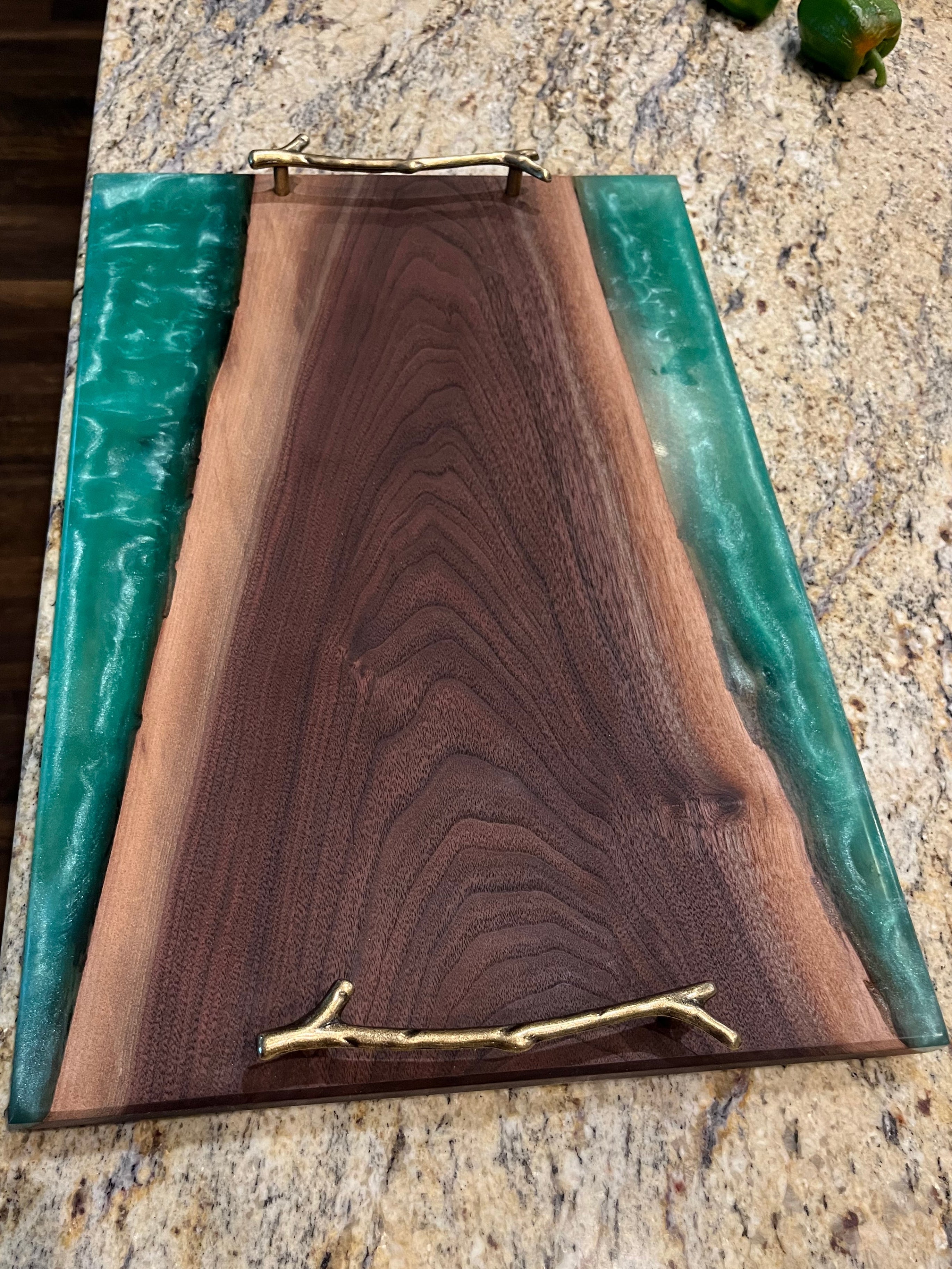 Handcrafted Black Walnut and Epoxy Serving Tray