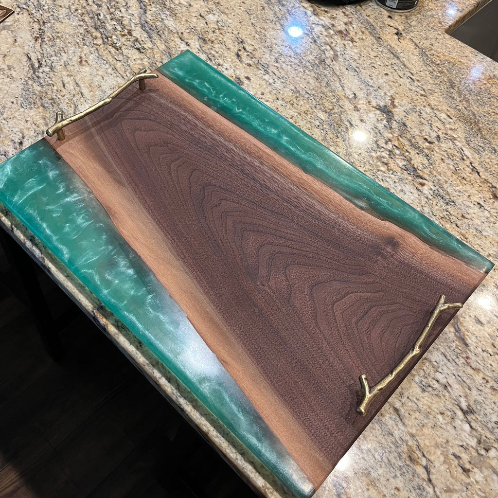 Handcrafted Black Walnut and Epoxy Serving Tray