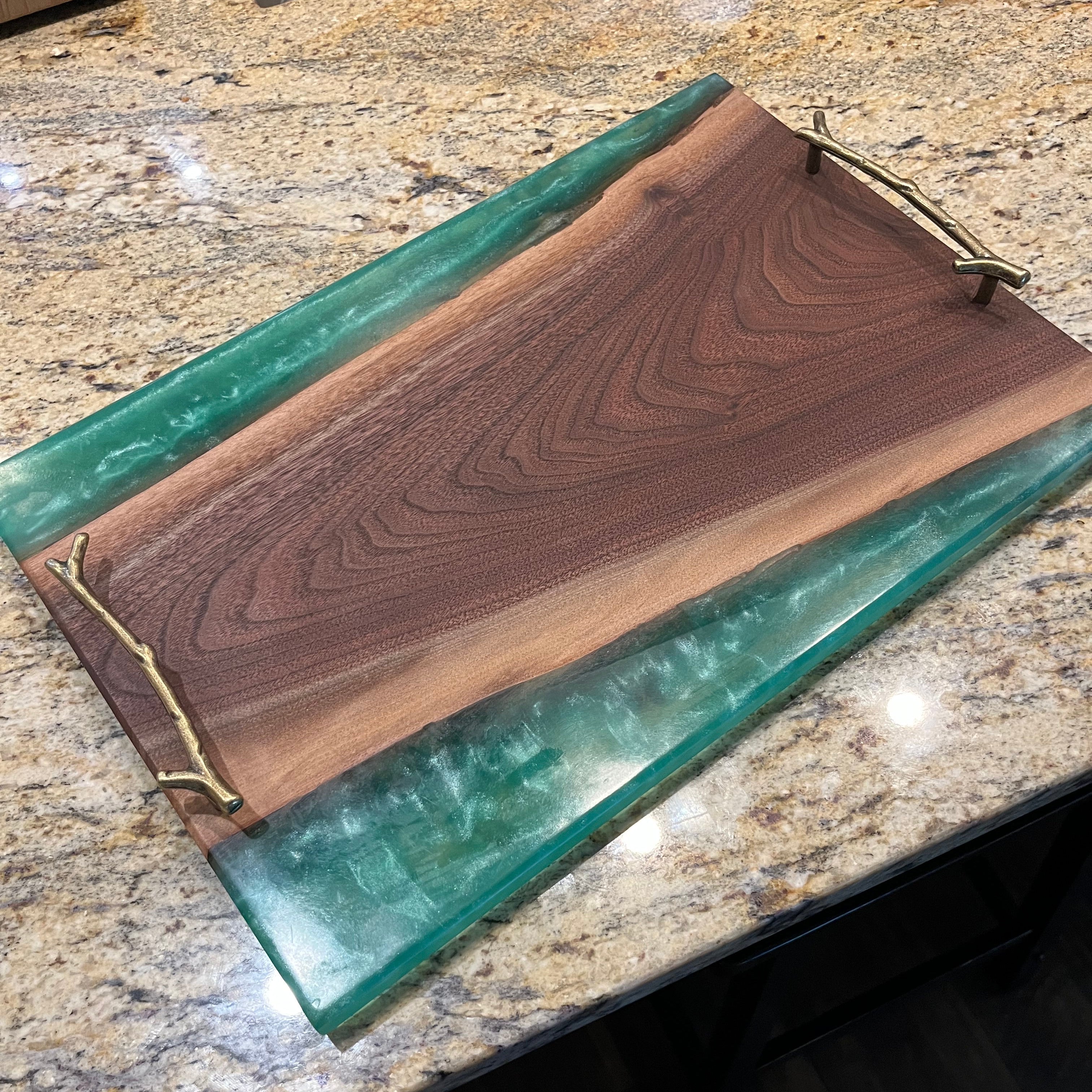 Handcrafted Black Walnut and Epoxy Serving Tray