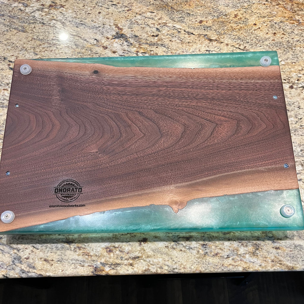 Handcrafted Black Walnut and Epoxy Serving Tray